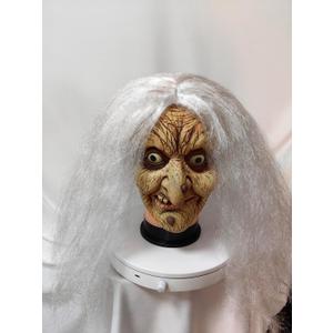 Old Lady Witch Mask with White Hair, for Halloween Costume Party, Masquerade