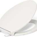 KOHLER K24495-A-96 Border ReadyLatch Quiet-Close Elongated Toilet Seat, Soft Close Toilet Seat, New Home Essentials, Biscuit