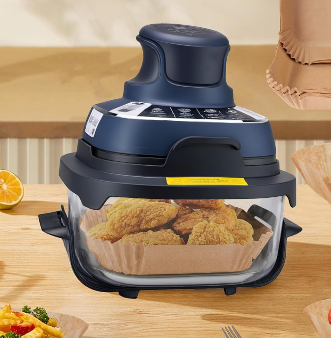 Air Fryer Liners Disposable for Ninja Crispi, 130 PCS Parchment Paper for Ninja Crispi 4-in-1 Portable Glass Air Fryer Cooking System, Non-Stick Airfryer Parchment Paper Liners for Ninja Crispy, 2-3 Qt