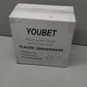 YOUBET 125Pcs Pink Plastic Plates with Gold Rim - Scalloped Plastic Plates Set Includes 25 Dinner, 25 Dessert Plate, 75 Gold Silverware for 25Geusts for Wedding Birthday Baby Shower Mothers Day