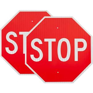 OLANZU 2 Pack Large Stop Signs 24 x 24 Inches - High Intensity Prismatic Aluminum 60 MIL - UV Protected and Weather Resistant - Honeycomb Reflective Stop Signs Traffic,2 Pre-drilled Holes