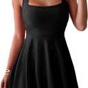 B2prity Women's One Piece Swimdress Swimsuit Tummy Control Swim Dress Modest Full Coverage Bathing Suit with Side Pocket (Black)XX-Large