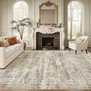 Soalmost Washable Area Rug 8x12, Large Soft Rugs for Living Room Vintage Brown Carpet 8x12 Area Rugs for Bedroom Dining Room Non-Slip Stain Resistant Under Table Rug