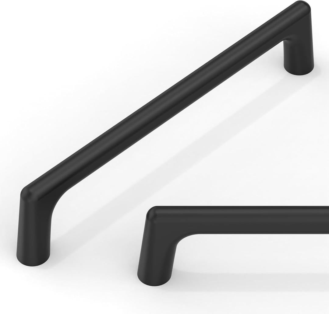 10 Pack Matte Black Cabinet Pulls 5 Inch(128mm) Kitchen Cabinet Handles Cabinet Hardware for Drawer Pulls (5" Hole Center)