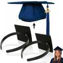 OCQOTAT 2 Pack Graduation Cap Headband,Black Anti-Fall Firm Hairband with Adhesive Insert,Secures Graduation Cap&Hairstyle, Essential Hat Accessories for Graduates,Students,Girls,Not including Caps