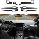 RT-TCZ Carbon Fiber Center Console Dashboard Panel Trim Inner Door Handle Cover Interior Trim Kit Decor Accessories for Jeep Grand Cherokee 2011-2020