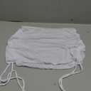Falainetee Women's Drawstring Solid Mesh Sheer Summer Bikini Cover Up Skirt White S