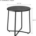 Outdoor Side Table, Small Patio Table Waterproof Round Metal Steel Weather Resistant Portable Indoor End Table for Garden Balcony Yard, Black