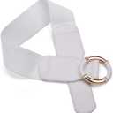 Beltox Women Elastic Belt Dress Stretchy Wide Waist Vintage Thick Cinch PU Leather (L-XXL (35-47 inch stretch range), Khaki and White 2pcs)