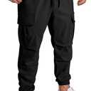 JMIERR Mens Casual Cargo Joggers Pants Elastic Waist Drawstring Stretch Relaxed Fit Work Pants Tapered Sweatpants (Large, Black)