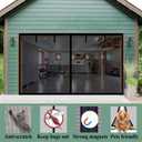 Magnetic Garage Screen Door 17x8ft For 2 3 Car, Retractable Fiberglass Privacy Mesh Curtain, Windproof Weighted Bottom, Easy Install Pets friendly Screen for Garage Carport Patio Porch (Black, 17x8ft)