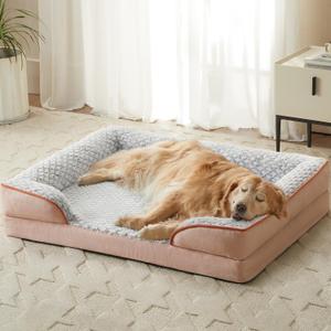 LEXTRO Orthopedic Dog Bed for Large Dogs, Egg Crate Foam Bed for Large Dogs, Equipped with Removable Waterproof Pillow Cover and Anti-Slip Bottom, Pet Bed