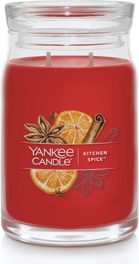 Yankee Candle Kitchen Spice Scented, Signature 20oz Large Jar 2-Wick Candle, Over 60 Hours of Burn Time