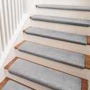 PURE ERA Carpet Stair Treads Ultra Plush 9.5" X 30"Soft Bullnose Indoor Stair Protectors Pet-Friendly Non-Slip Skid Resistant Tape Free Washable Reusable(14 Pieces,Gray)