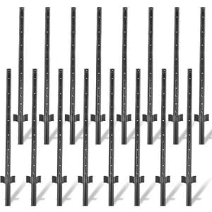 Fence Posts 4.8 Feet - 16 Pack, Heavy Duty Metal Fence Post, No Dig U Post for Farm, Garden, Orchard and Outdoor Wire Fencing, (Black 16 Pack)