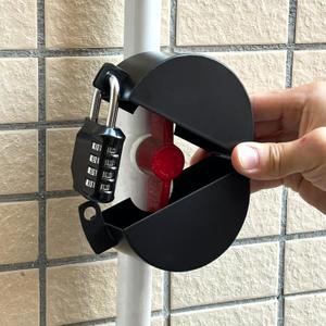 Gate Valve Locking Device (with Password Lock) Gate Valve Lock, Outdoor Faucet Lock, Removable and Easy to Use, Can Prevent Water Theft (Black)
