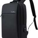 Victoriatourist Laptop Backpack, Business Slim Durable Travel Water Resistant Backpacks with USB Charging Port, College Bookbag Computer Bag Gifts for Men Women Fits 15.6 Inch Notebook(Black)