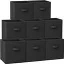 Criusia Storage Cubes - 11 Inch Heavy Duty Fabric Storage Bins for Shelves Closet, Cube Organizer - 8 Pack Collapsible Cube Storage Bins Baskets for Organizing Clothes Blankets Toys (Black)