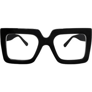 hoyuwak Oversized Square Blue Light Glasses Big Frame Computer Eyewear Thick Fashion Clear Glasses for Women Fashion (Black)
