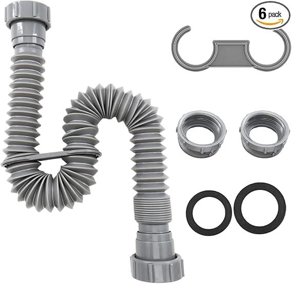 Sink Drain Pipe 1-1/2", Flexible Sink Drain Pipe,Adjustable P Trap for Kitchen Sink Drain and Garbage Disposal, 11"-31.5"P Trap Bathroom Sink, 1-1/4" Adapter Included Sink Drain Pipe 1-1/2", Flexible Sink Drain Pipe,Adjustable P Trap for Kitchen Sink Drain and Garbage Disposal, 11"-31.5"P Trap Bathroom Sink, 1-1/4" Adapter Included