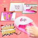 Kids Nail Polish Set for Girls, All-in-One DIY Nail Art Salon Kit with Nail Dryer, Glitter Pen & Nail Pens, Non-Toxic Washable Polish, Birthday Gift Toys for Girls Ages 5-12