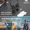 TECKNET Wireless Headset, Bluetooth Headset with Noise Cancelling Microphone - Rechargeable Bluetooth V5.2 Headphones, 50H Playtime & Mic Mute, On Ear Headphones for Trucker/Remote Work/Call Center