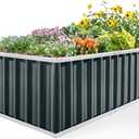 KING BIRD Raised Garden Bed 68" x 36" x 24" Heightened Galvanized Steel Metal Planter Box Outdoor for Deep-Rooted Vegetables, Flowers, Large Raised Bed Kit (Dark Grey)