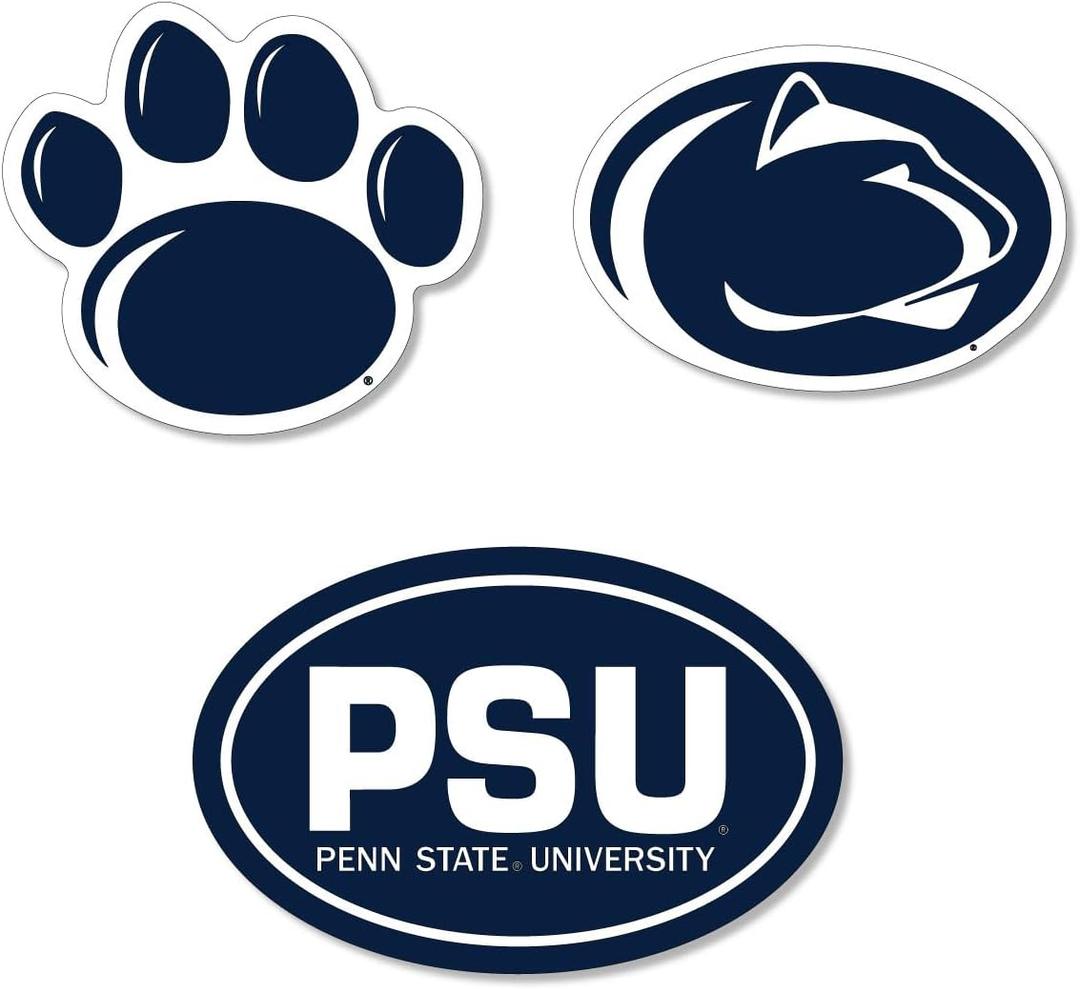 Penn State Nittany Lions Large Auto Magnets, 3 Pack Durable Magnets. Size: Two 6"" and One 3"" Magnet. (Penn State), Blue