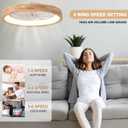 24 Low Profile Ceiling Fan with Light,3 Color Dimmable LED,6 Speeds,Reversible Motor,Wooden Flush Mount Ceiling Fans with Lights and Remote for Bedroom/Kidsroom/Dinng Room