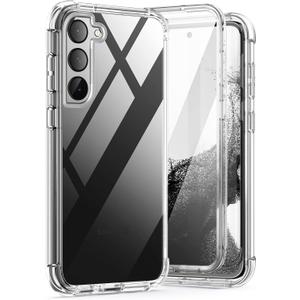 SURITCH for Samsung Galaxy S23+ Plus Clear Case 6.6" (Only), [Built-in Screen Protector] Full Body Protective Hard Shell+Soft TPU Phone Case for Samsung S23 Plus -(Full Clear)