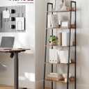 VASAGLE Bookshelf, 5-Tier Narrow Book Shelf, 11.8 x 23.6 x 66.9 Inches, Ladder Shelf for Home Office, Living Room, Bedroom, Kitchen, Rustic Brown and Ink Black ULLS067B01