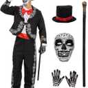 Day Of The Dead Costume Adult Men Dia De Los Muertos Costume Mens Mariachi Senor Halloween Costumes, XXL