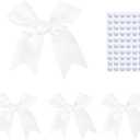 Elegant Gift Wrap Bows, 50PCS 3.3 Inch Mini Satin Ribbon Bows for Crafts Treat Bags Cake Baking Christmas Party Decors Wedding Birthday Baby Shower Valentines (White)