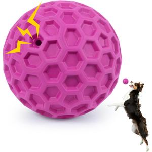 DISSKNIC Indestructible Squeaky Dog Balls, Dog Toys for Aggressive Chewers Large Breed for Relieving Anxiety, Tough Dog Chew Toys Balls for Aggressive Chewers, Outdoor Squeaky Cognitive Dog Toys (Rose Red)