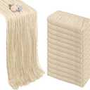 12 Pack Green Cheesecloth Table Runner 10ft Boho Gauze Fabric Cheese Cloth Table Runner 35 x 120 Inch Rustic Sheer Runner for Romantic Wedding Decor Baby Shower Party Table Centerpiece Decoration