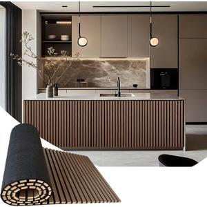 94.5 x 23.6 in Acoustic Wood Wall Panels,3D Flexible Soundproof Absorbing Panels,Wood Slat Walls for Interior Wall Decor (Brown)