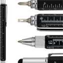 HeTaoCat Gifts Multi Tech Tool - 6 in 1 Stylus Pen with Screwdriver, Ruler, Level Gauge, Black Ink (Black)