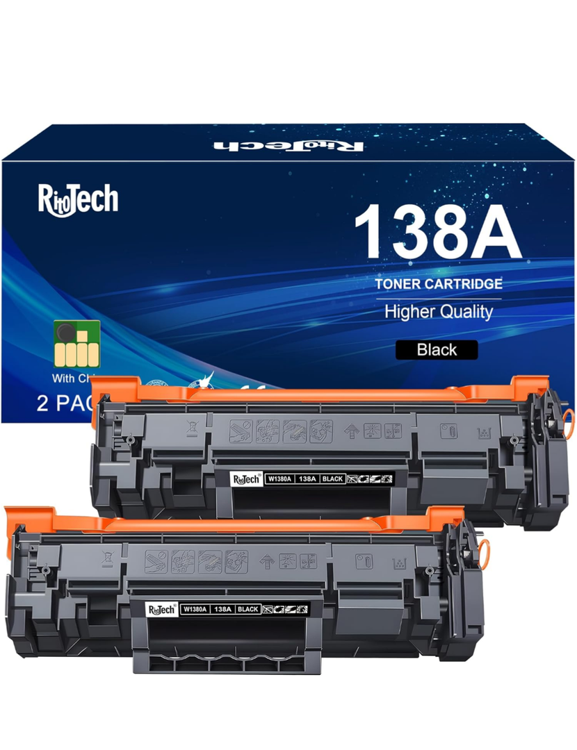 138A Toner Cartridges,for HP 138A W1380A 138X W1380X for HP Laserjet Pro MFP 3101fdw 3001fdw 3001dw Printer Ink,2 Black (with Chip)