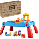 MEGA BLOKS First Builders Build 'n Learn Table Toddler Blocks Toy Set, Blue Portable Activity Table, 30 Pieces, Built-In Storage, Preschool Kids Ages 1+ Years, Easy to Build 