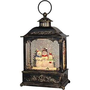 Christmas Snowman Snow Globe Lantern Battery Operated Water Swirling Glitter with 6H Timer, Musical LED Lighted Scene for Christmas Home Decoration Gift