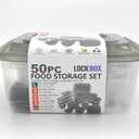 50Pcs Container Set with Leak Proof Lid Contains 2pc Round 3800ml, 6Pcs Rectangle 265ml, 6Pcs Square 265ml, 12Pcs 395ml And 24Pcs 4 Oz (Pack of 2)