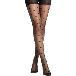 Women's Sheer Polka Dot Tights Polka Dot Stockings, Black Patterned Stockings, High Waist Pantyhose One Size