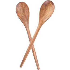 2PCS Acacia Wooden Spoons For Cooking-14 Inch Smooth Finish Cooking Spoons-Comfortable Grip Wood Spoons for Cooking - Non-Stick Cooking Utensils (Cooking Spoons 2pcs)