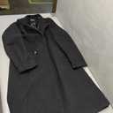 Tanming Women's Notch Lapel Double Breasted Wool Blend Mid Long Pea Trench Coat (Large, Black)