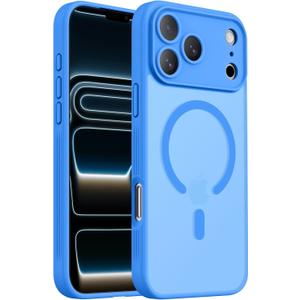Designed for iPhone 17 Pro Case, Compatible with MagSafe, [Camera Protection] [15FT Military Drop Protection] Shockproof Translucent Matte Anti-Slip Phone Case, 6.3", Blue