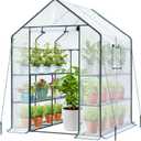 Ohuhu Greenhouse for Outdoors: 3 Tiers 12 Shelves Walk-in Indoor Green House Heavy Duty Plant Stands Reinforced Plastic PE Cover Mini Portable Warm House for Outside, 4.8x2.5x6.4 FT
