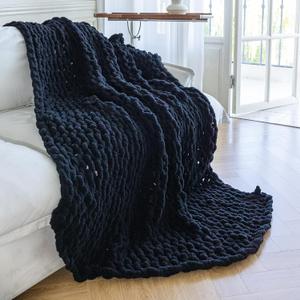 Larexius Chunky Knit Blanket - Luxury Soft Cozy 40 * 50 Throw Blanket, 100% Woven Blanket Rope Knot Throw Blanket for Couch, Sofa, Home Decor, Gift - Machine Washable (Black）
