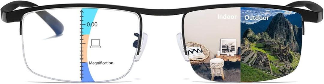 Photochromic Progressive Multifocus Reading Glasses Anti-blue Light Transition Multifocal Readers Clear Sunglasses