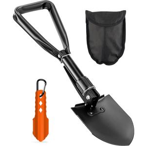 Camping Shovel Set, 3-in-1 Ultra-Light Aluminum Mini Shovel & 18.5'' Folding High Carbon Steel Shovel Ideal for Gardening, Hiking, Camping, Backpacking, Survival, and Emergency scenarios (Black)