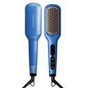 MEGAWISE Pro Ceramic Ionic Hair Straightener Brush for Home Salon, Straightening Hair Brush with 20s Heating Tech, Auto-Off, Anti-Scald with Universal Dual Voltage,Rotatable Power Cord, Gentian Blue